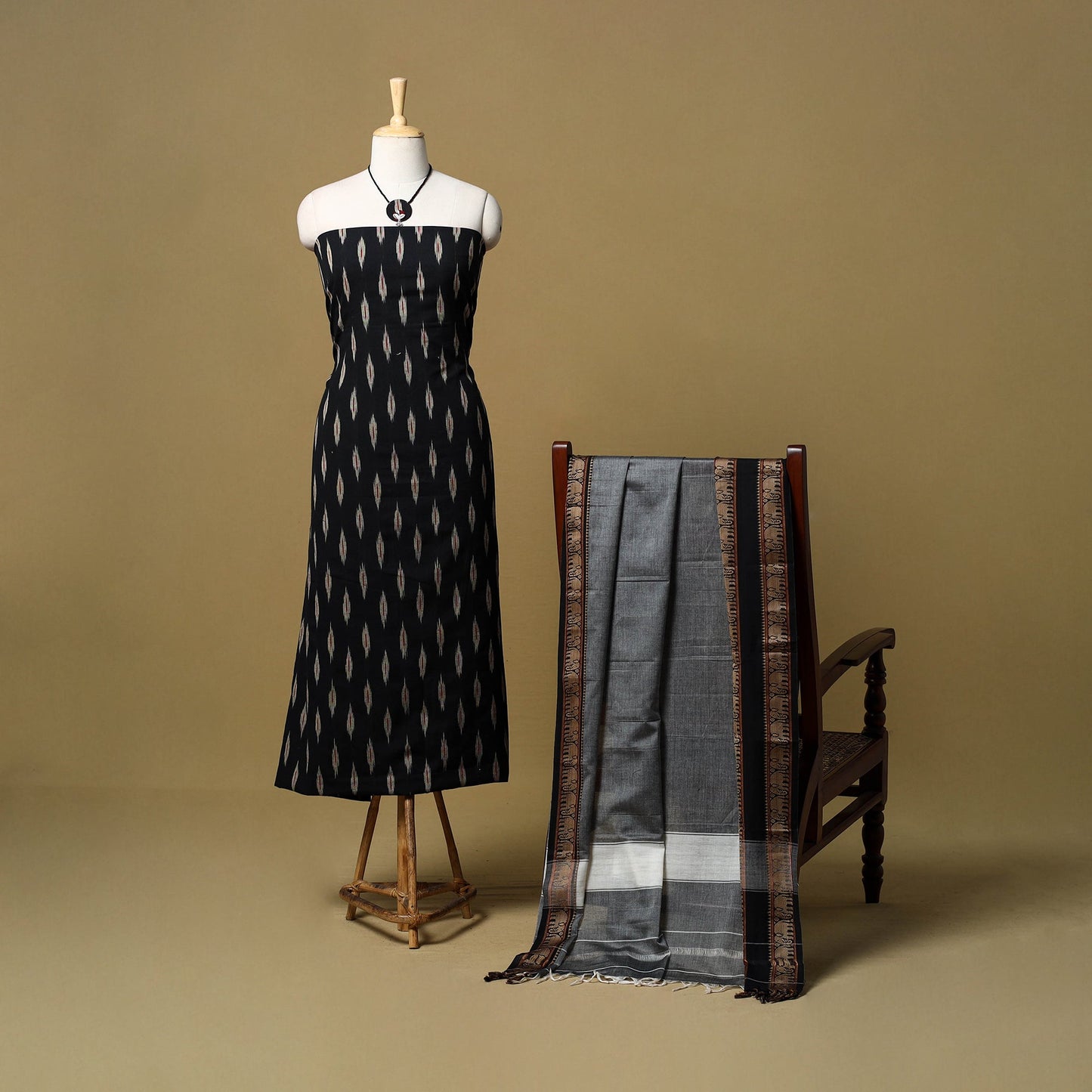 Pochampally ikat cotton 2pc unstitched dress material