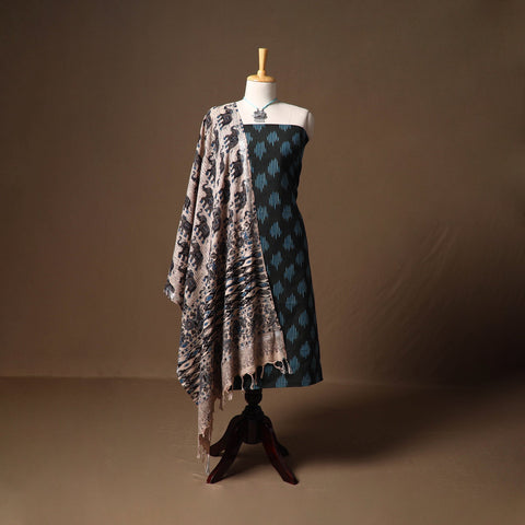 Pochampally ikat cotton 2pc unstitched dress material