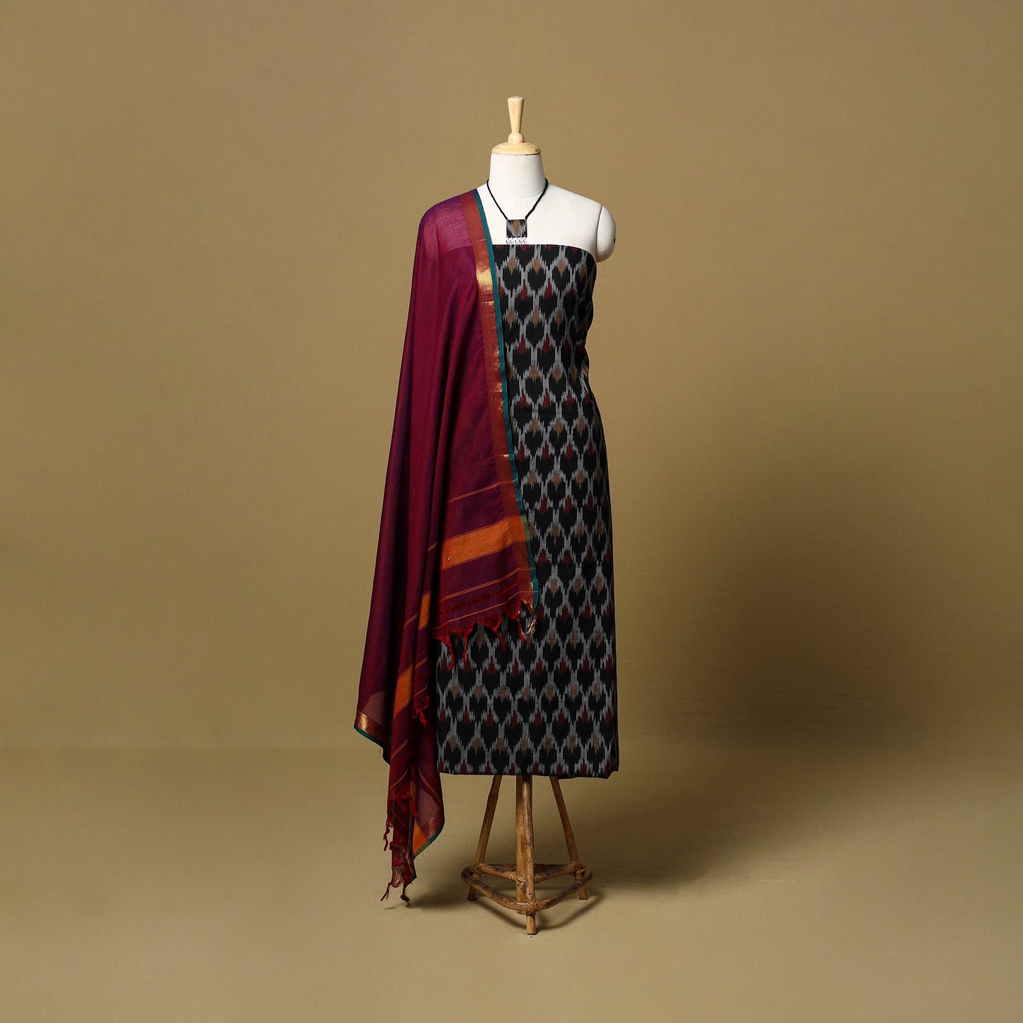 Pochampally ikat cotton 2pc unstitched dress material