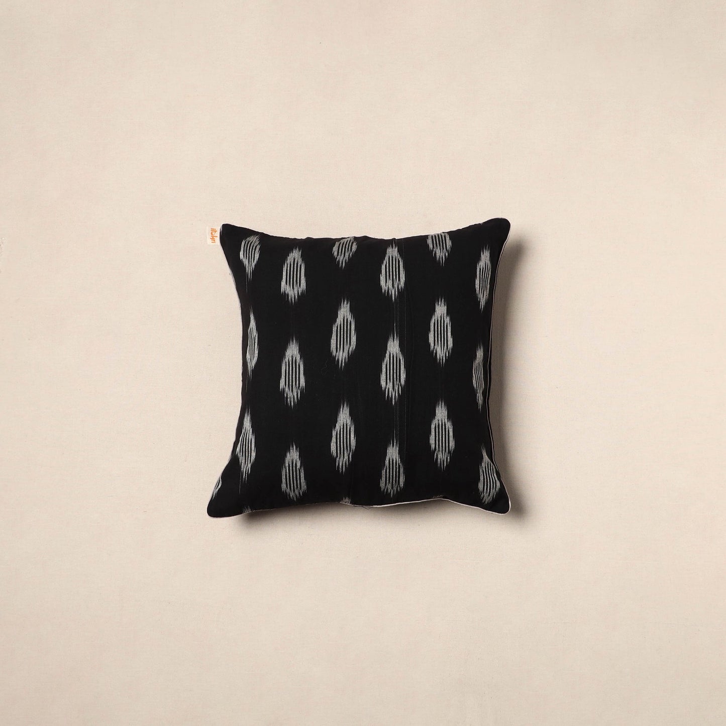 Black - pochampally ikat cotton cushion cover 08