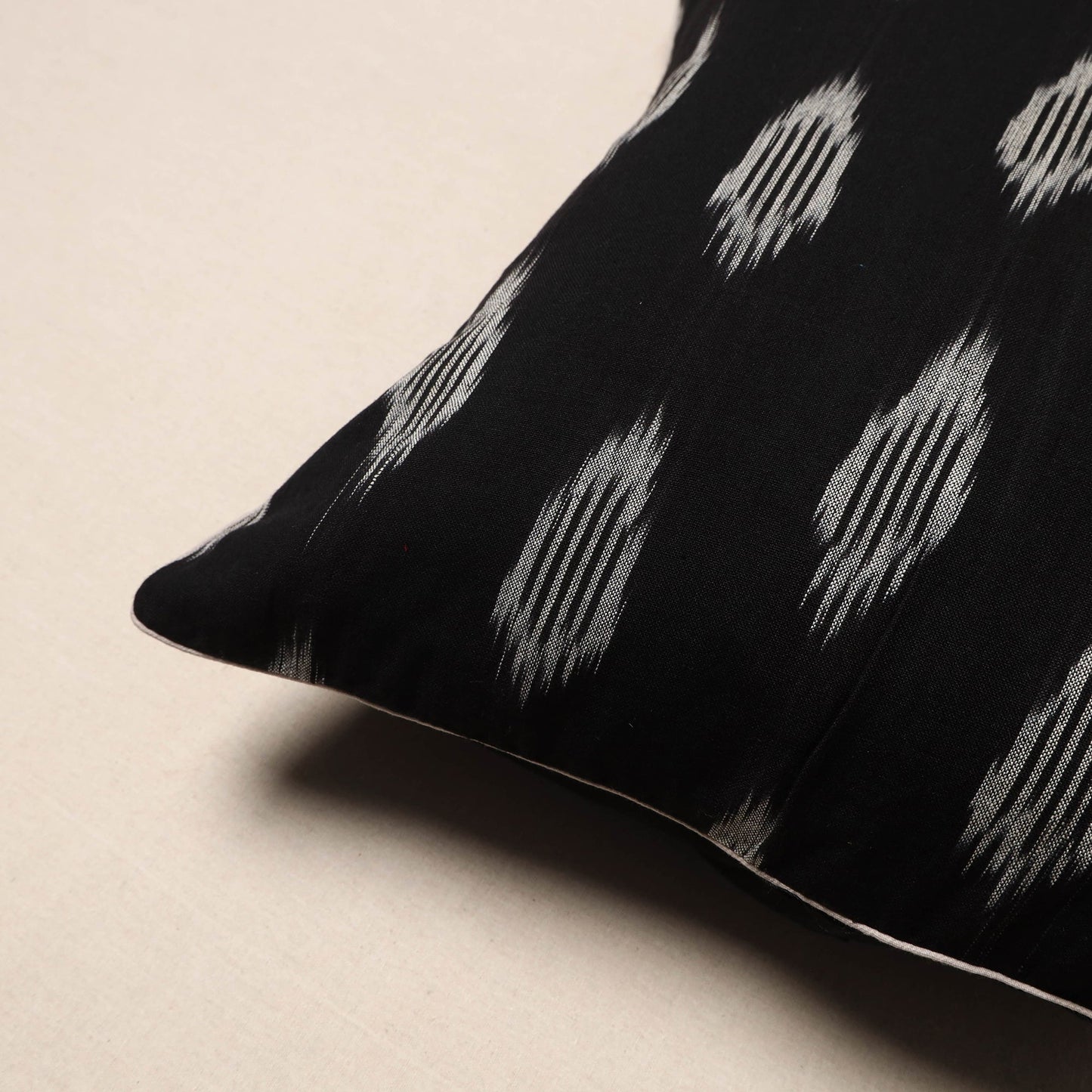 Black - pochampally ikat cotton cushion cover 08