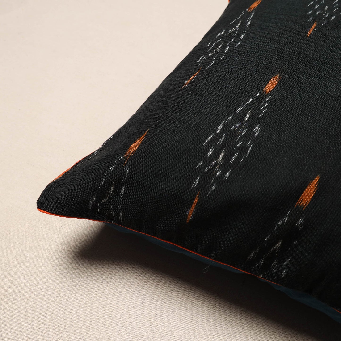 Black - pochampally ikat cotton cushion cover 13