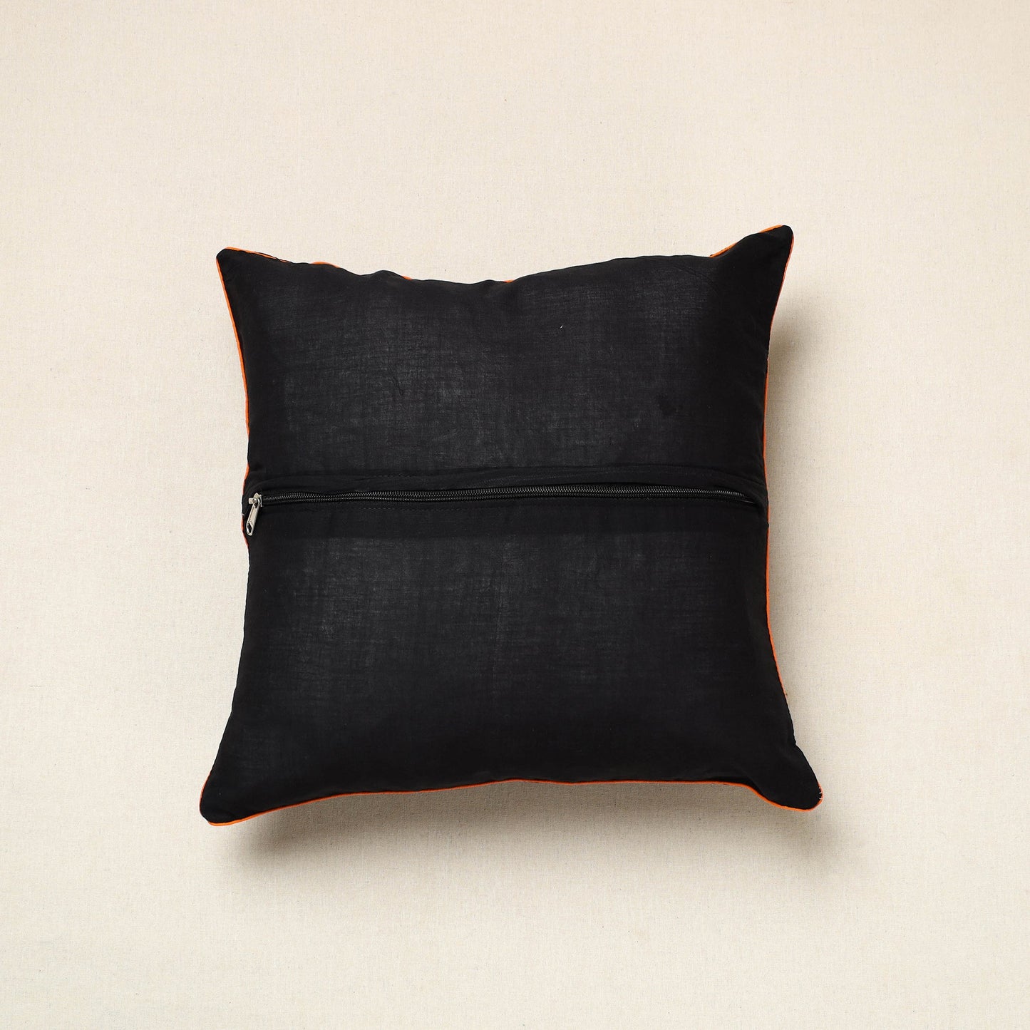 Black - pochampally ikat cotton cushion cover (16 x 16 in)