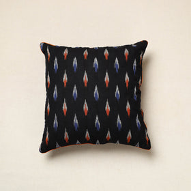 Black - pochampally ikat cotton cushion cover (16 x 16 in)