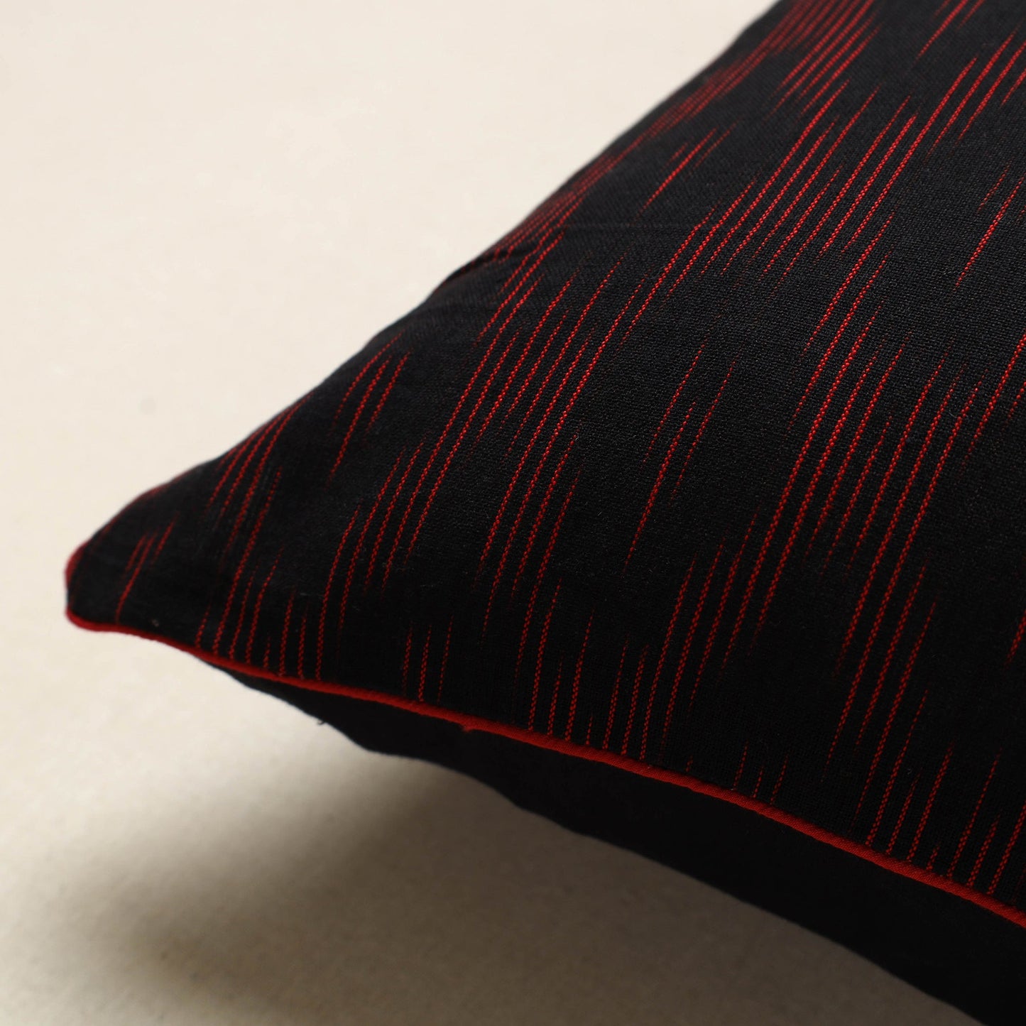 Black - pochampally ikat cotton cushion cover (16 x 16 in)