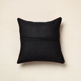 Black Pochampally Ikat Cotton Cushion Cover (16 x 16 in) 10