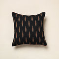 Black Pochampally Ikat Cotton Cushion Cover (16 x 16 in) 10