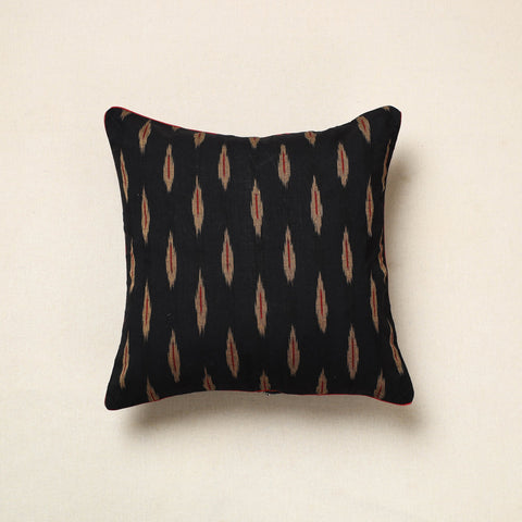 Black Pochampally Ikat Cotton Cushion Cover (16 x 16 in) 10