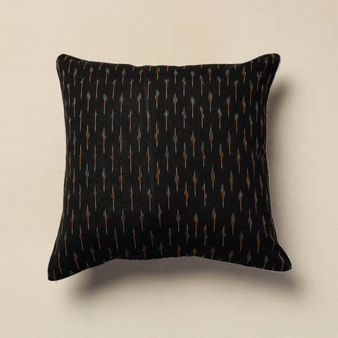  Black Pochampally Ikat Cotton Cushion Cover 