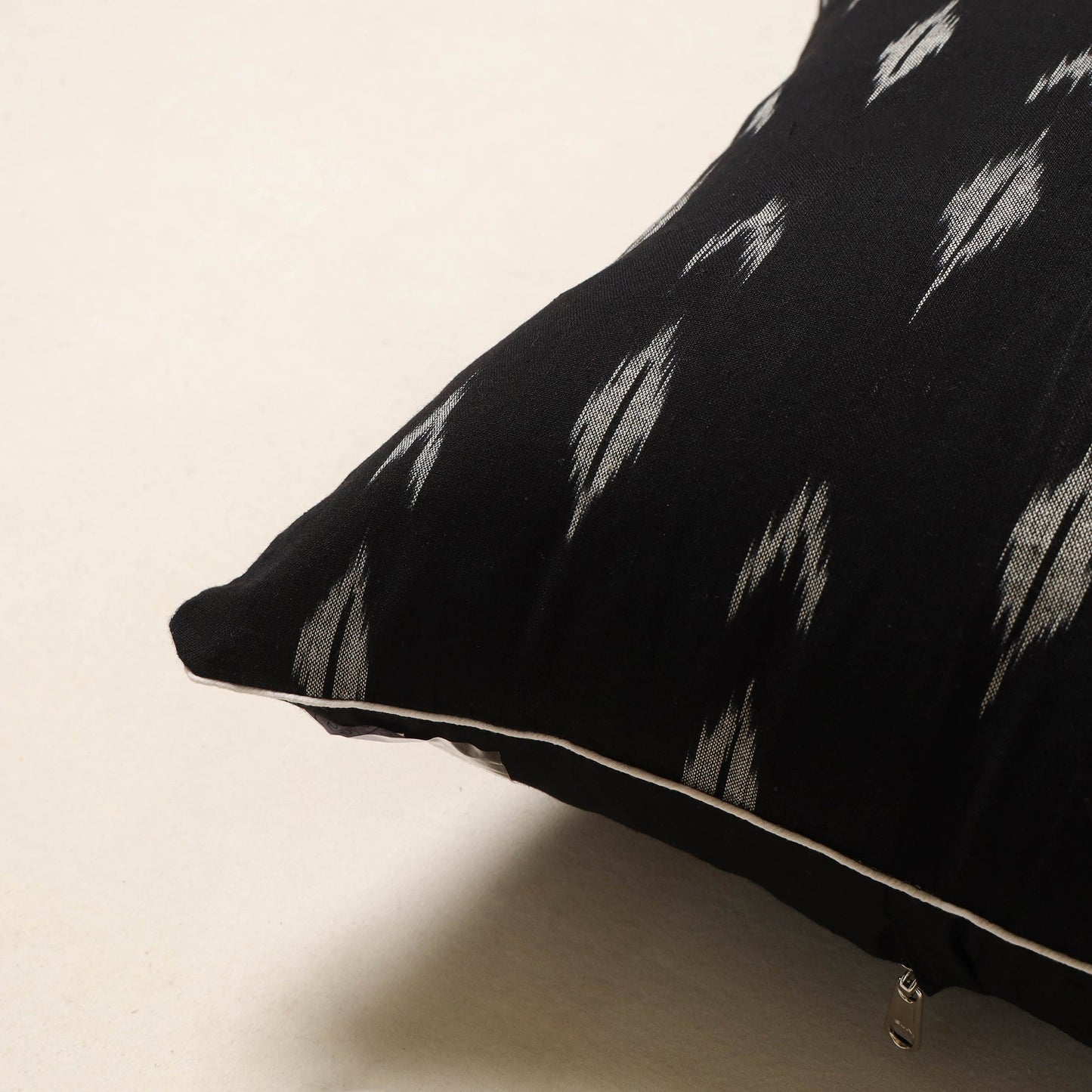 Black - pochampally ikat cotton cushion cover 55