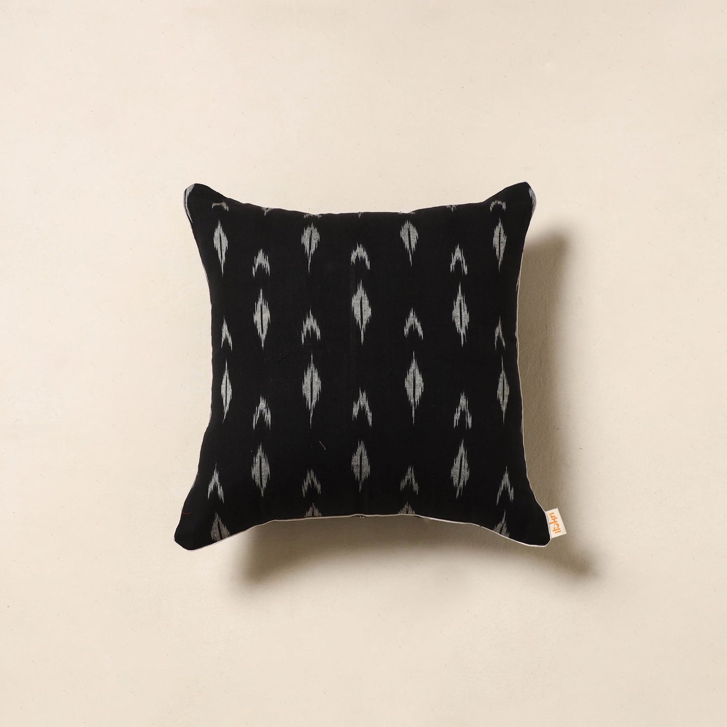 Black - pochampally ikat cotton cushion cover 55