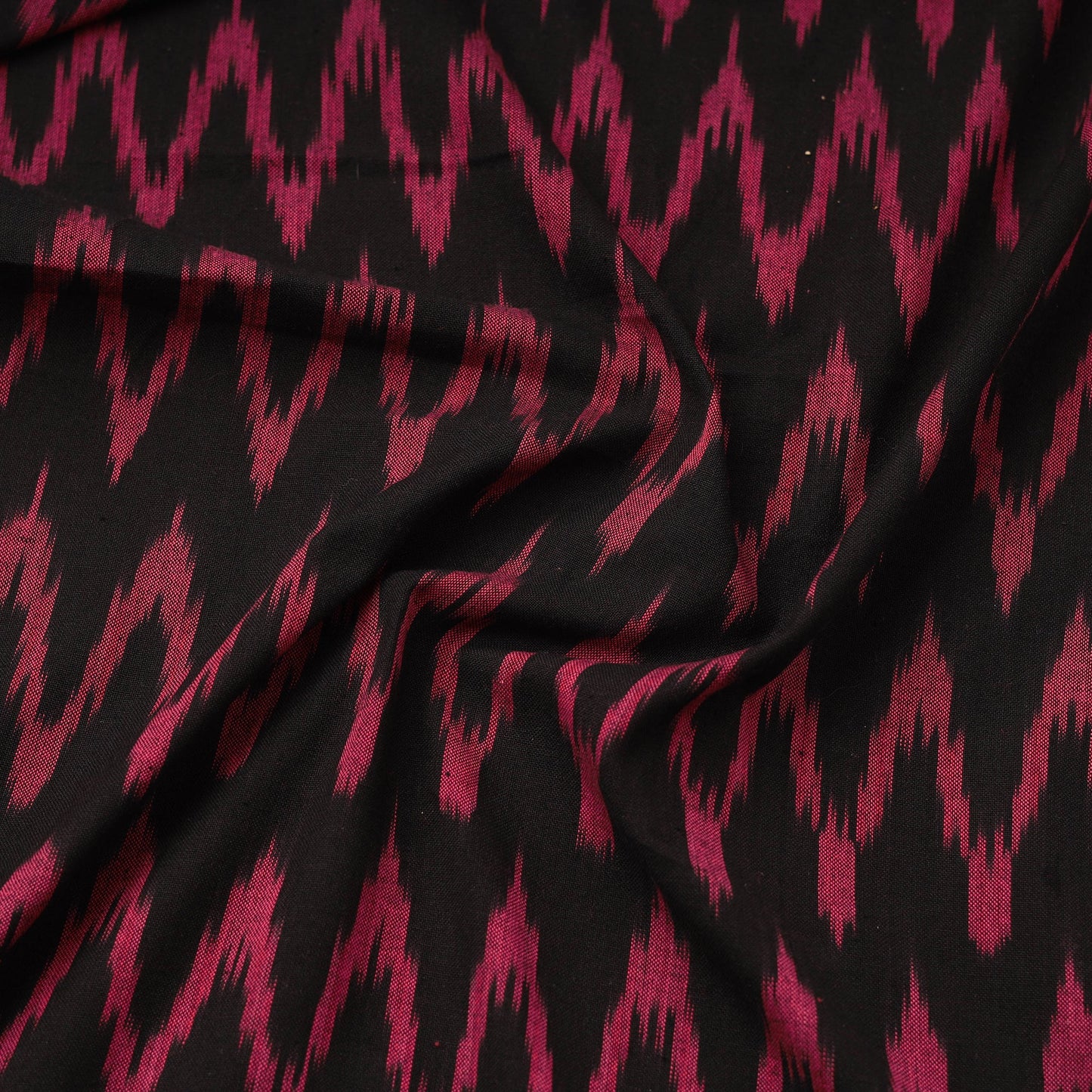 Black Pochampally Ikat Cotton Fabric
