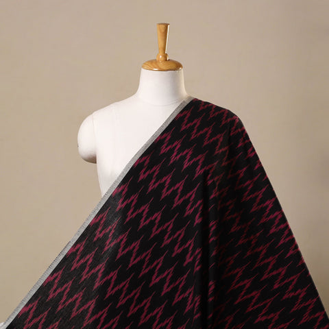 Black Pochampally Ikat Cotton Fabric