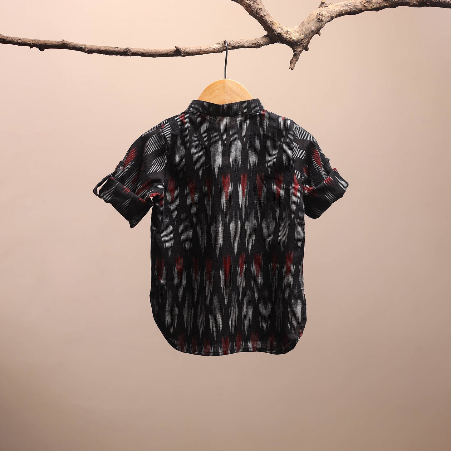Black - pochampally ikat cotton kids kurta (6-12 months) 02