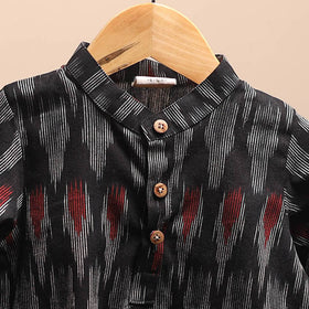 Black - pochampally ikat cotton kids kurta (6-12 months) 02