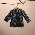 Black - pochampally ikat cotton kids kurta (6-12 months) 09