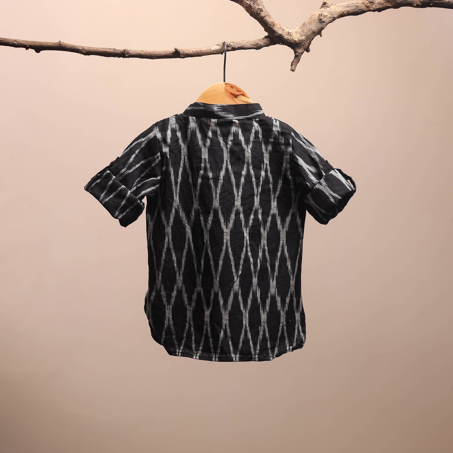 Black - pochampally ikat cotton kids kurta (6-12 months) 09