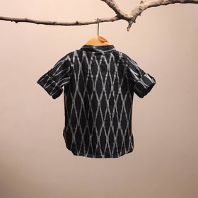 Black - pochampally ikat cotton kids kurta (6-12 months) 09