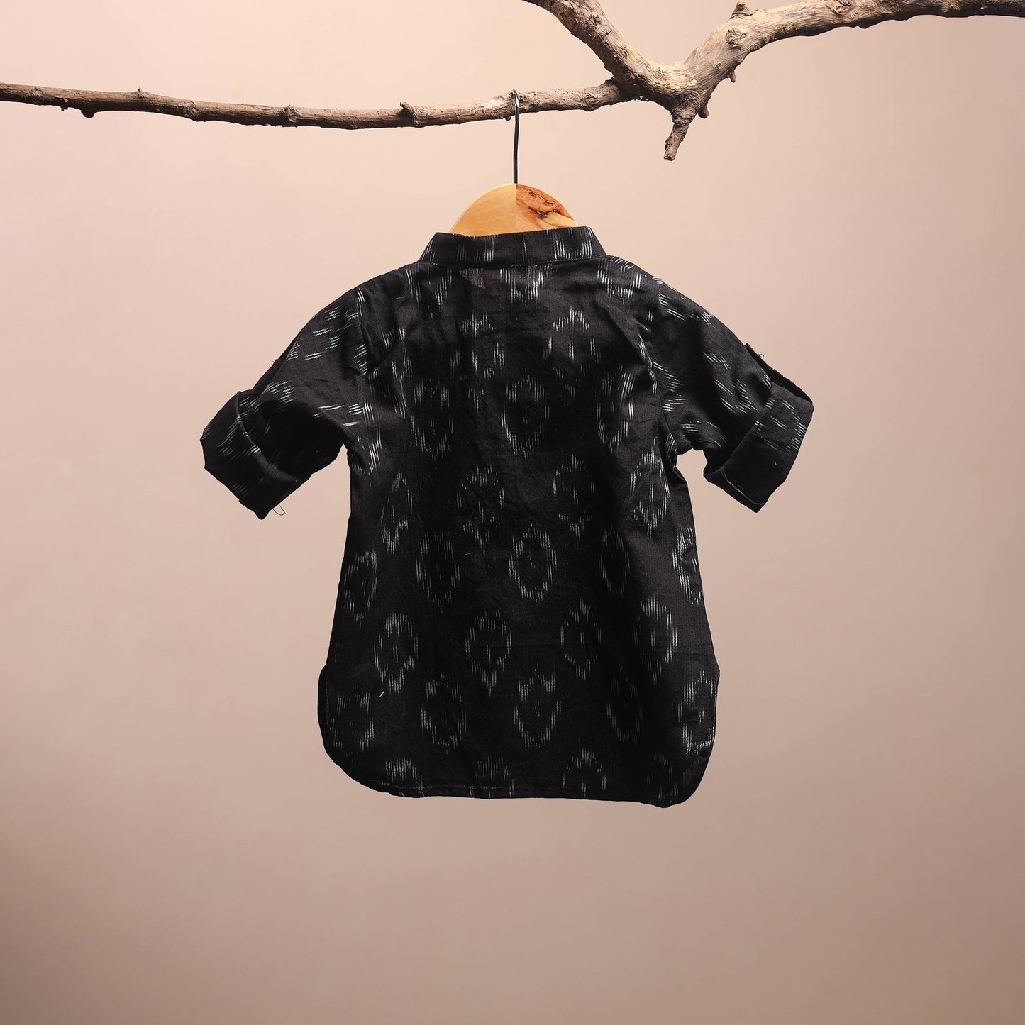 Black - pochampally ikat cotton kids kurta (6-12 months) 14