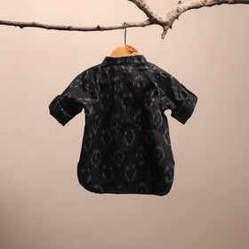 Black - pochampally ikat cotton kids kurta (6-12 months) 14