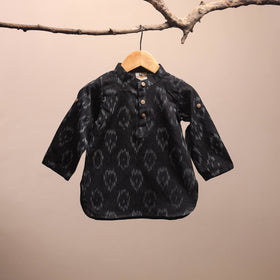 Black - pochampally ikat cotton kids kurta (6-12 months) 14