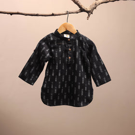 Black - pochampally ikat cotton kids kurta (6-12 months) 24