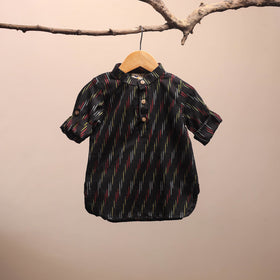 Black - pochampally ikat cotton kids kurta (6-12 months) 33