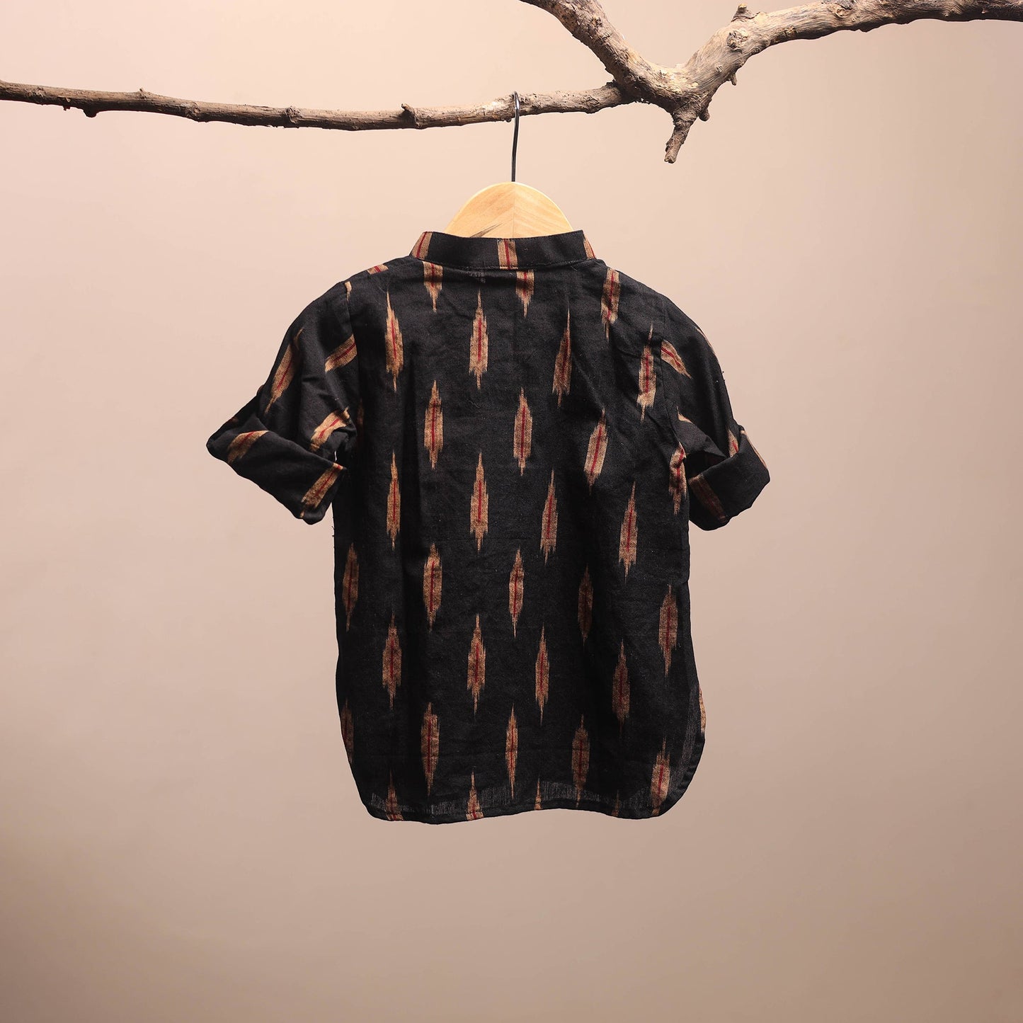 Black - pochampally ikat cotton kids kurta (6-12 months) 12