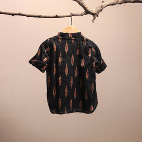 Black - pochampally ikat cotton kids kurta (6-12 months) 12