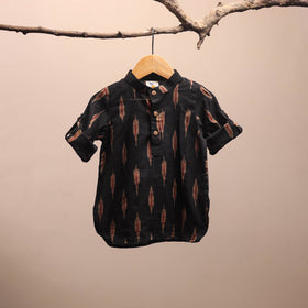 Black - pochampally ikat cotton kids kurta (6-12 months) 12