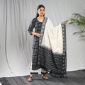 Black - pochampally ikat cotton kurta with palazzo &