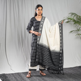 Black - pochampally ikat cotton kurta with palazzo &