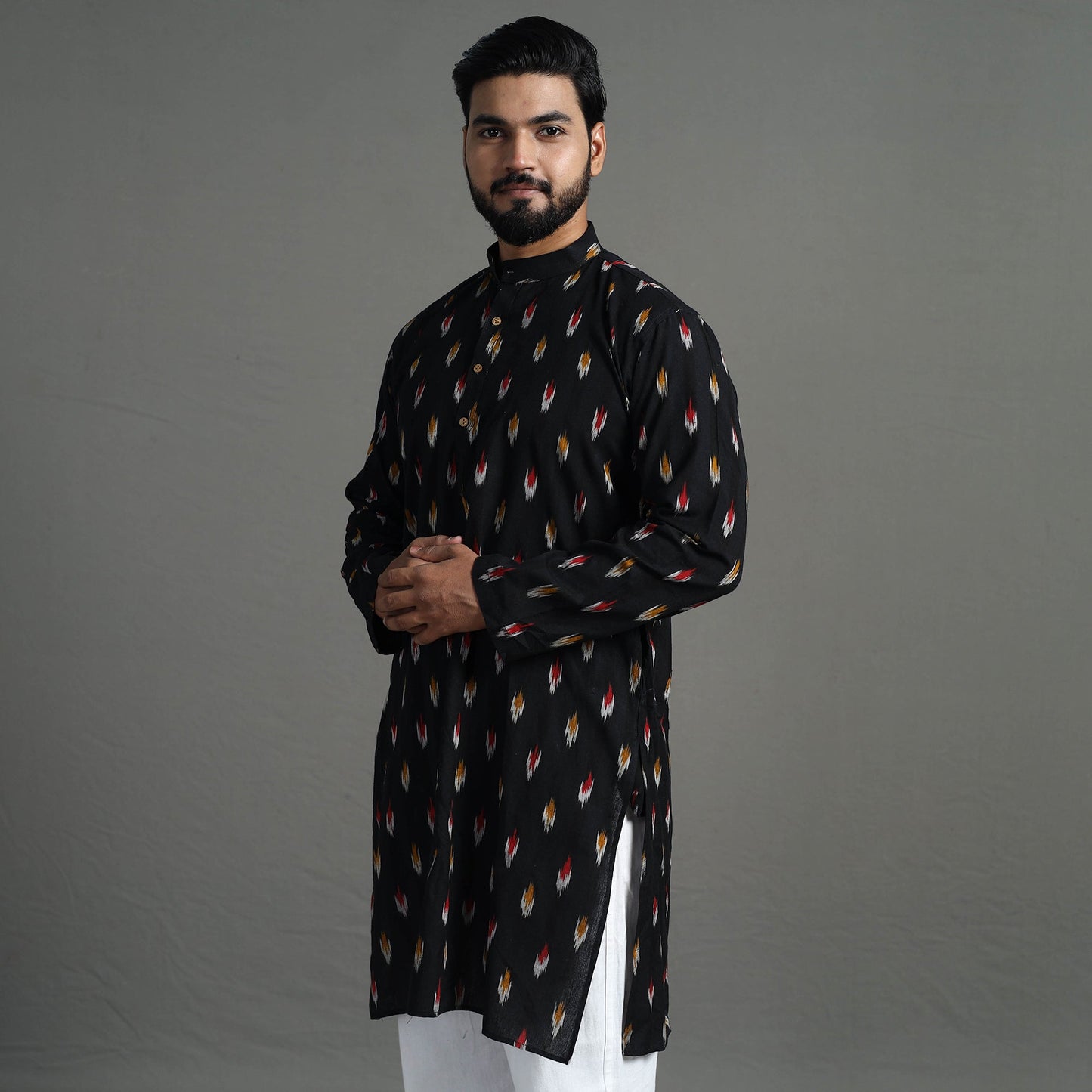  Pochampally Ikat Cotton Men Long Kurta 