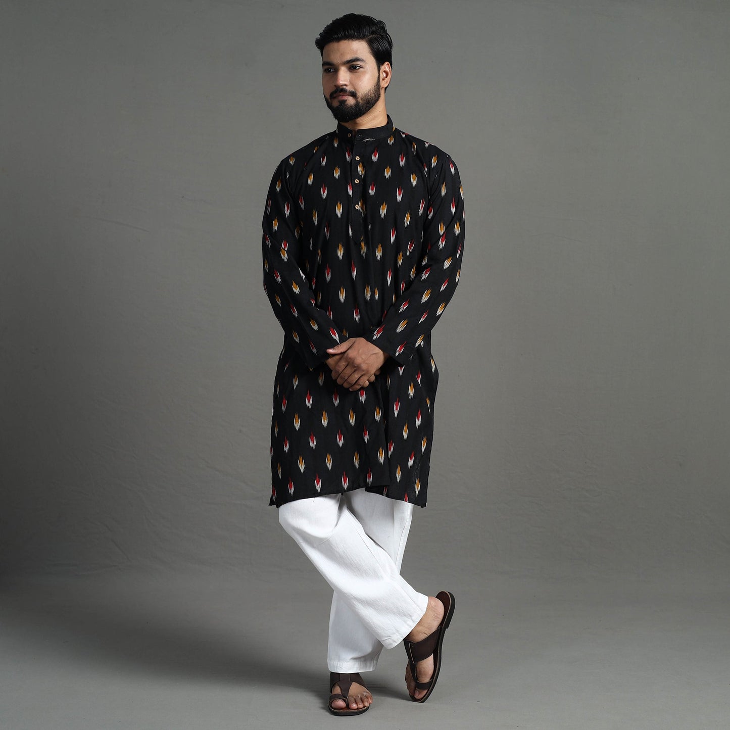  Pochampally Ikat Cotton Men Long Kurta 