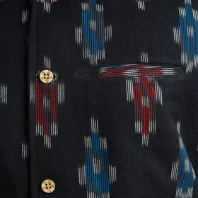 Black - pochampally ikat cotton men nehru jacket