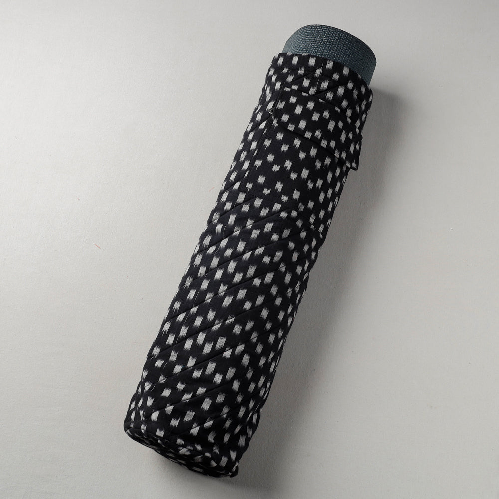 Black Pochampally Ikat Cotton Quilted Yoga Mat Bag 