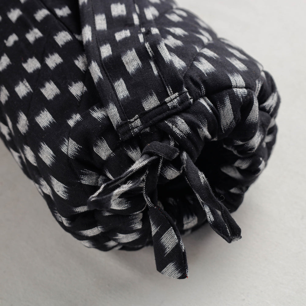 Black Pochampally Ikat Cotton Quilted Yoga Mat Bag 