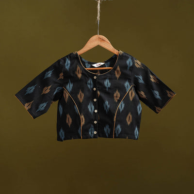 Pochampally ikat cotton readymade blouse 04 - handcrafted