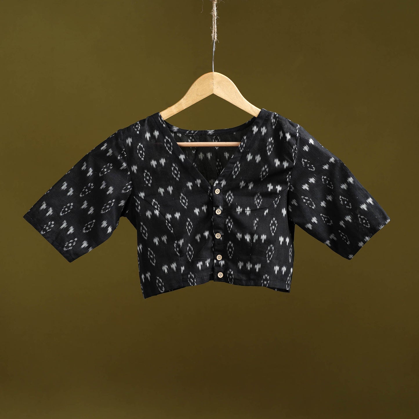 Pochampally ikat cotton readymade blouse 15 - handcrafted