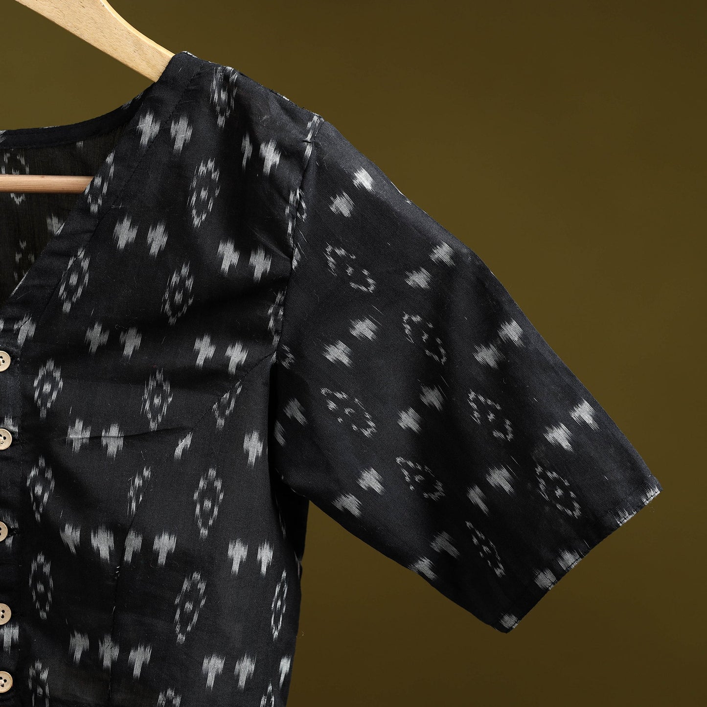 Pochampally ikat cotton readymade blouse 15 - handcrafted