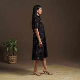Black - pochampally ikat cotton shirt midi dress 05