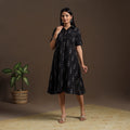 Black - pochampally ikat cotton shirt midi dress 05