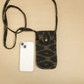 Black Pochampally Ikat Cotton Sling Mobile Pouch
