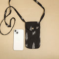 Black Pochampally Ikat Cotton Sling Mobile Pouch