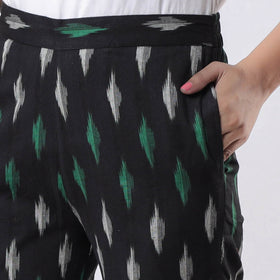 Black - pochampally ikat cotton tapered casual pant