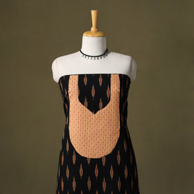 Black Pochampally Ikat Cotton Unstitched Kurta Material