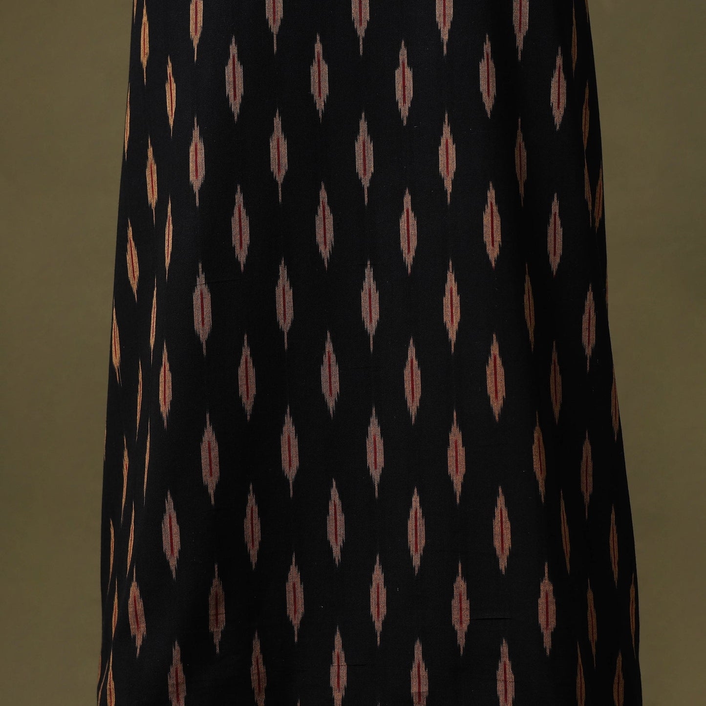 Black Pochampally Ikat Cotton Unstitched Kurta Material