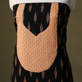 Black Pochampally Ikat Cotton Unstitched Kurta Material