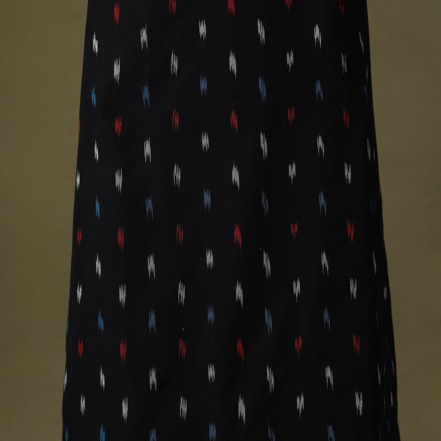 Black Pochampally Ikat Cotton Unstitched Kurta Material