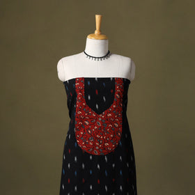 Black Pochampally Ikat Cotton Unstitched Kurta Material